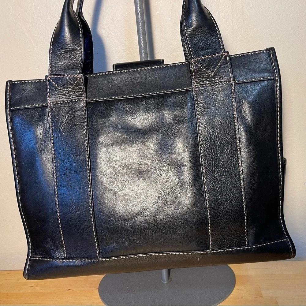MICHAEL Michael Kors Black Leather Satchel Double Handle Zip Pocket Shoulder Bag